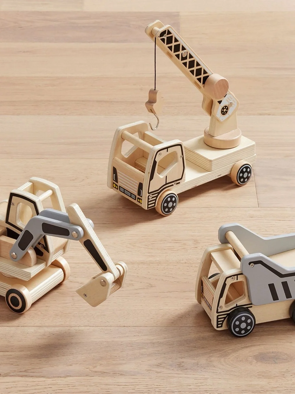 Pottery Barn Kids Wooden Construction Trucks Set of 3